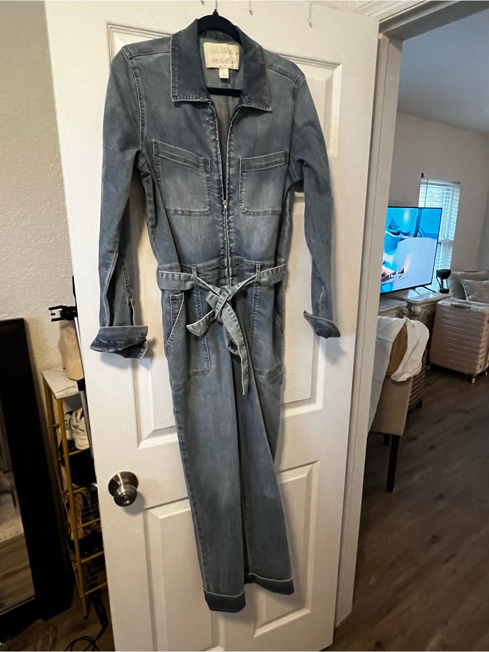 Gloria Vanderbilt Washed Denim Jumpsuit in Faded Blue